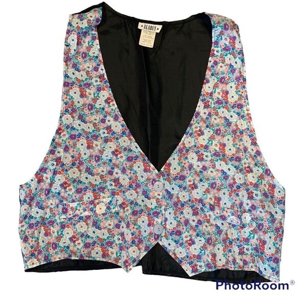 Vintage Alabuy Ditsy Floral Vest 80's 90's - Picture 1 of 8